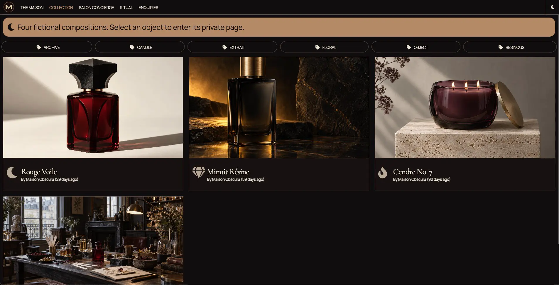 Maison Obscura catalogue