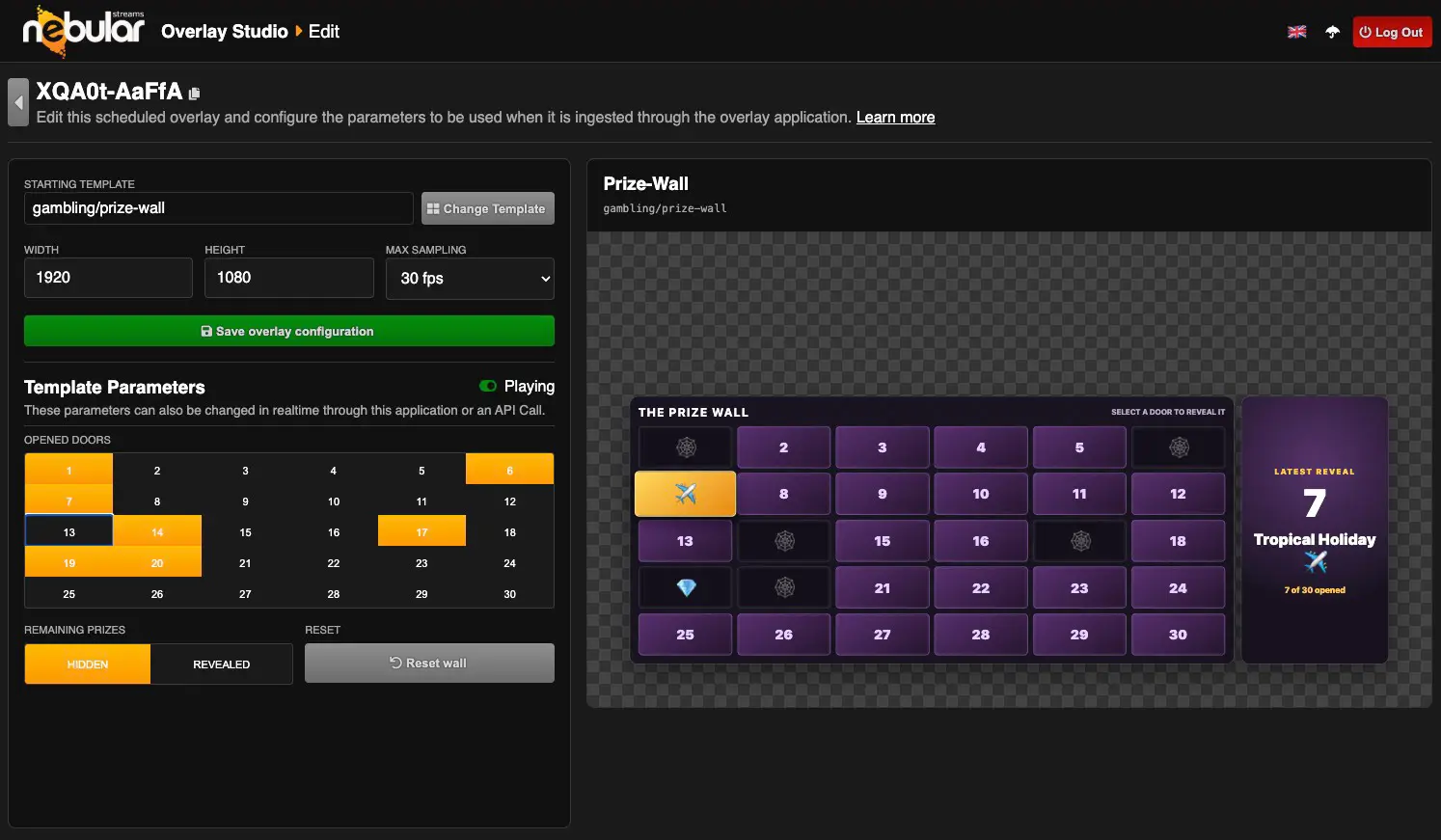 Nebular Overlay Studio controlling a live video overlay