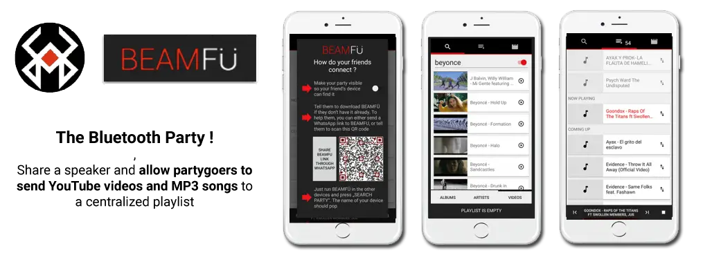 Beam Fu shared party playlist for YouTube videos and MP3 music